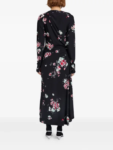Φλοράλ φόρεμα Proenza Schouler με σχέδιο ντραπέ μαύρο