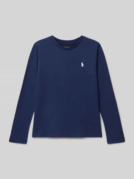 Bluzka z długim rękawem z wyhaftowanym logo Polo Ralph Lauren Teens granatowa