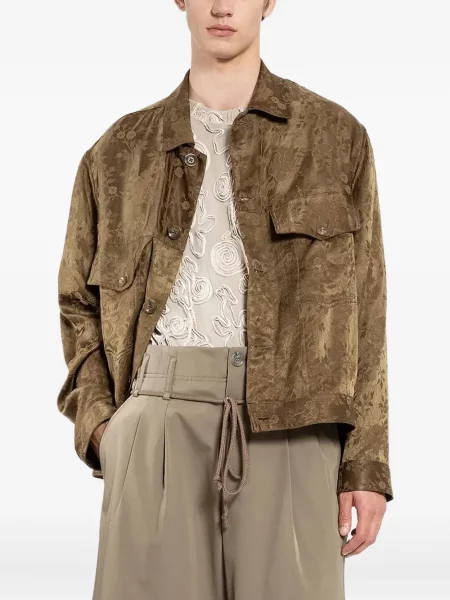 Jacquard košulja Song For The Mute s cvjetnim printom smeđa