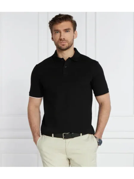 BOSS BLACK Polo Parlay | Regular Fit | pique mercerizat negru