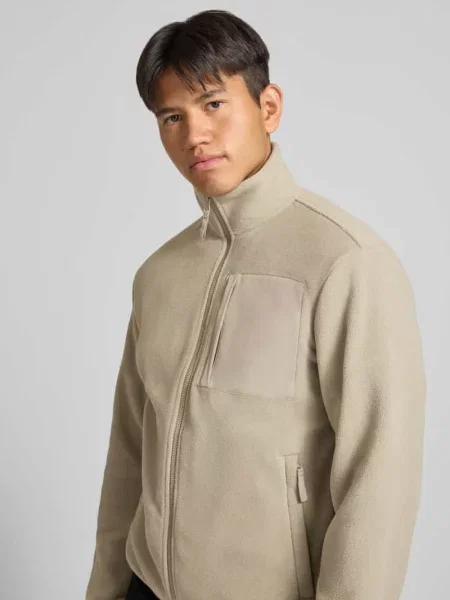 Kardigan rozpinany o kroju regular fit z zamkiem błyskawicznym dwustronnym model MASON' Jack & Jones beżowy