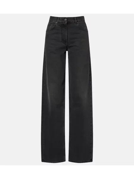 Blugi drepți The Row cu talie înaltă negru
