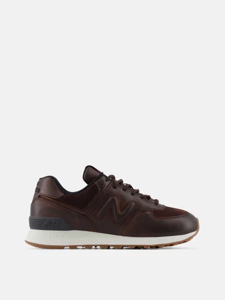 Кожаные повседневные кроссовки New Balance 574 коричневые