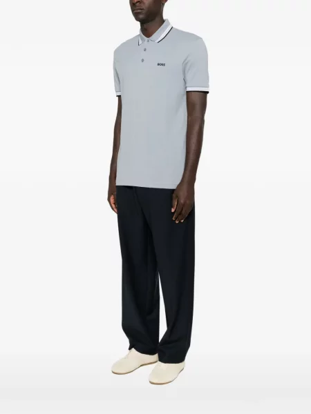 Tricou polo Boss cu autograf gri
