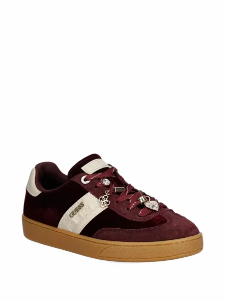 Sneakerși Guess de catifea roșu