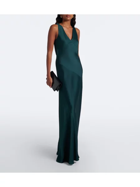 Rochie maxi Max Mara din satin eleganta verde