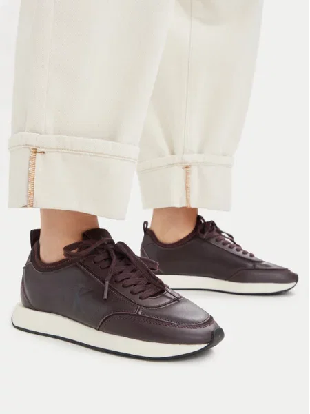 Sneakersy Calvin Klein Retro Runner Sock Panl Lth Neo hnědá