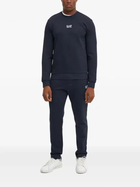 Hanorac crewneck Ea7 Emporio Armani cu decolteu rotund cu autograf albastru