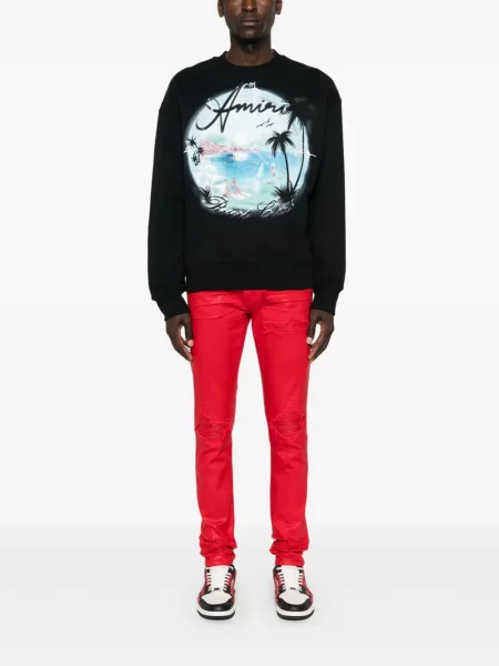Skinny jeansy skinny Amiri czerwone