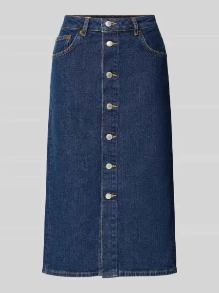 Spódnica jeansowa z listwą guzikową Gant granatowa
