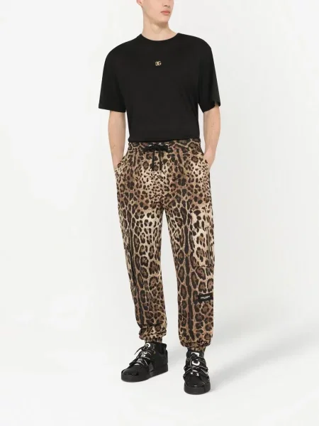 Raštuotos kelnės Dolce & Gabbana leopardinės ruda