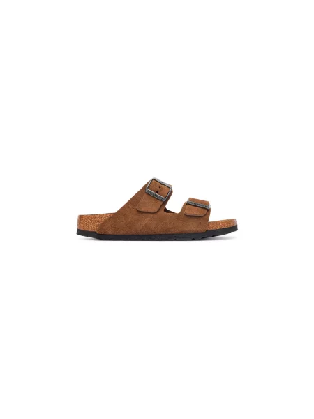 Birkenstock papuci pentru femei din piele întoarsă Arizona Suede Leather maro