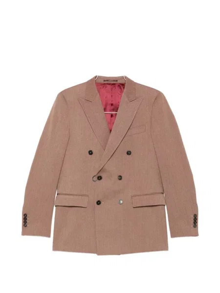 Sacou Drole De Monsieur cu model herringbone cu două rânduri de nasturi maro
