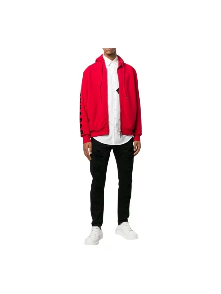 Bluza z kapturem Dsquared2 z kapturem z nadrukiem czerwona