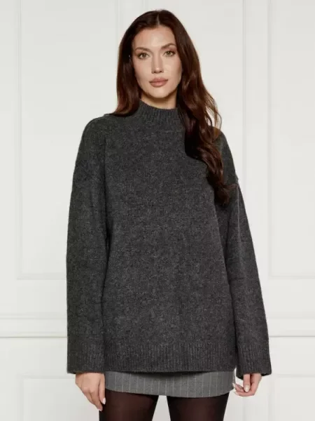 Samsøe Samsøe Gyapjú kötött pulóver SACELESTE | Oversize fit szürke