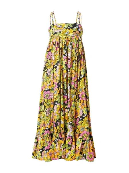 Warehouse Rochie de vară verde deschis / portocaliu mandarină / roz deschis negru