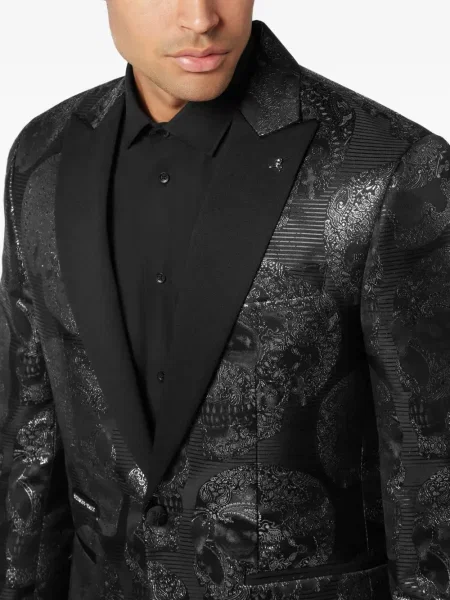 Sacou Philipp Plein din jacard negru