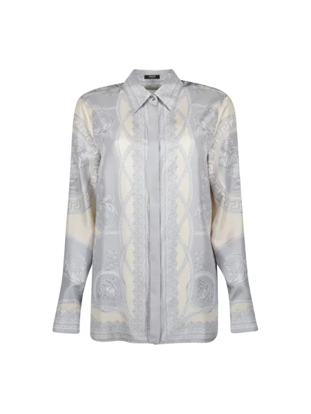Jedwabna koszula Versace szara