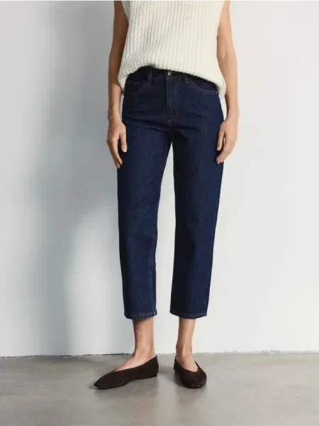 Reserved Jeansy straight granatowy