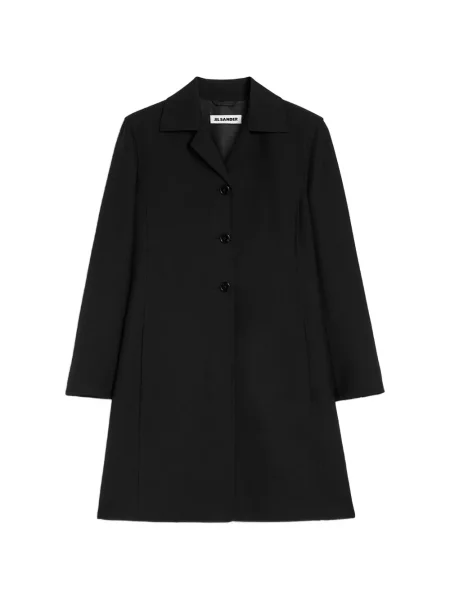 Palton Jil Sander din țesătură twill negru