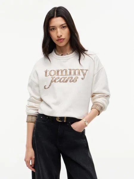 Tommy Jeans Mikina koňaková biela
