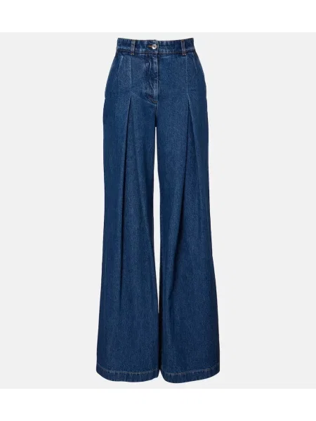 Szerokie jeansy Dolce&gabbana plisowane niebieskie