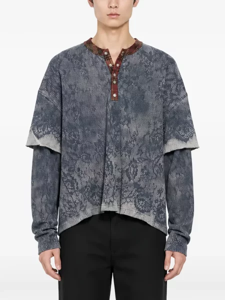Tricou Ercole Studio cu model floral cu imagine gri