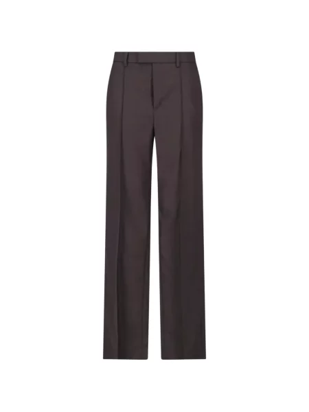 Pantaloni Nili Lotan de lână cu model herringbone maro