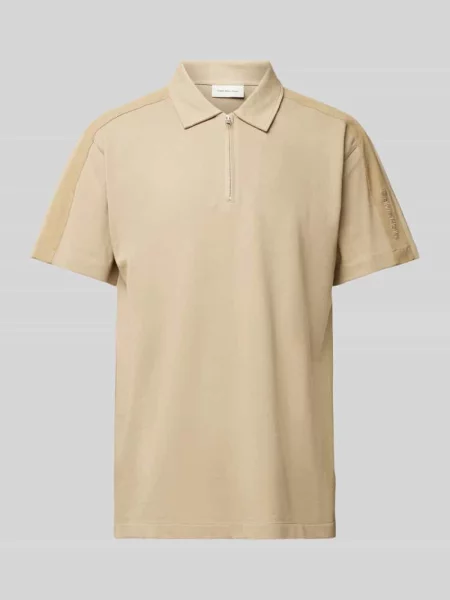 Koszulka polo z detalem z logo Calvin Klein Jeans beżowe