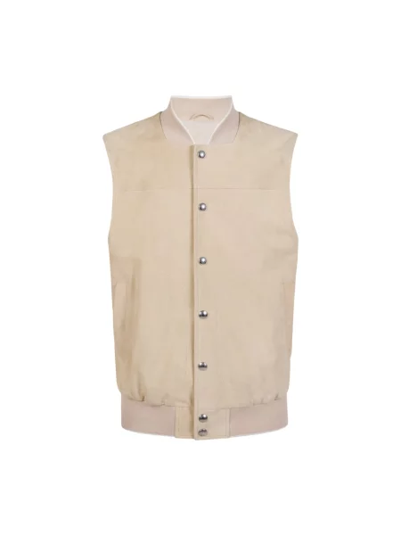 Kamizelka Eleventy skórzana beżowa