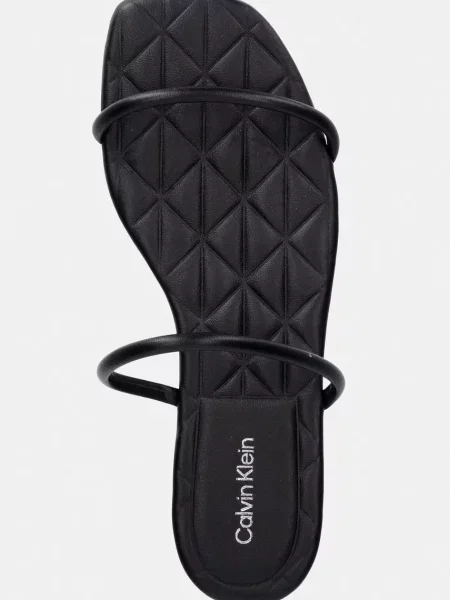 Calvin Klein női bőr papucs SQUARE FLAT SNDL QUILT LTH fekete