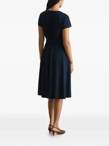 Cu centură rochie midi Lauren Ralph Lauren albastru