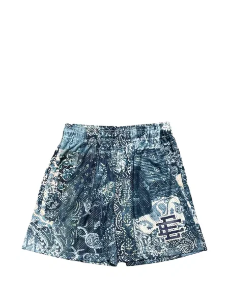 Pantaloni scurți Eric Emanuel cu imagine cu model paisley albastru