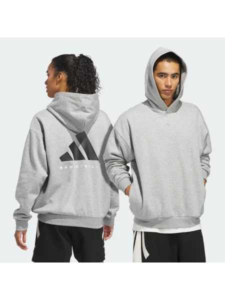 Bluza z kapturem Adidas Originals polarowa do koszykówki z kapturem szara