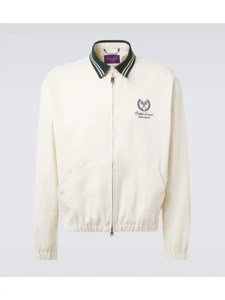 Bomber jakna Ralph Lauren Purple Label iz kašmirja bela