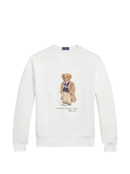 Вълнена поло тениска Polo Ralph Lauren с връзки с принт синьо