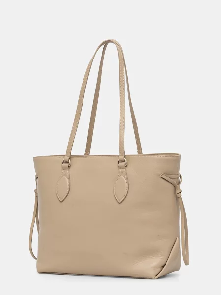 Кожаная сумка Guess бежевая