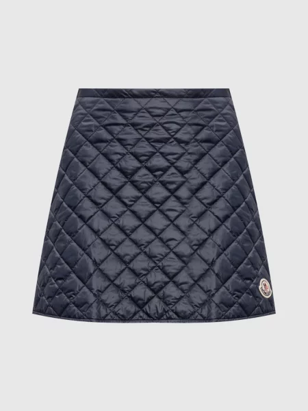 Стьобана спідниця міні з нашивкою логотипа Moncler синя