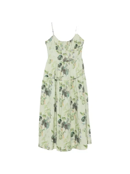Rochie midi Dôen cu model floral cu imagine verde