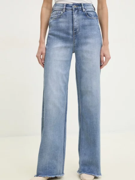 Дънки Answear Lab с висока талия синьо