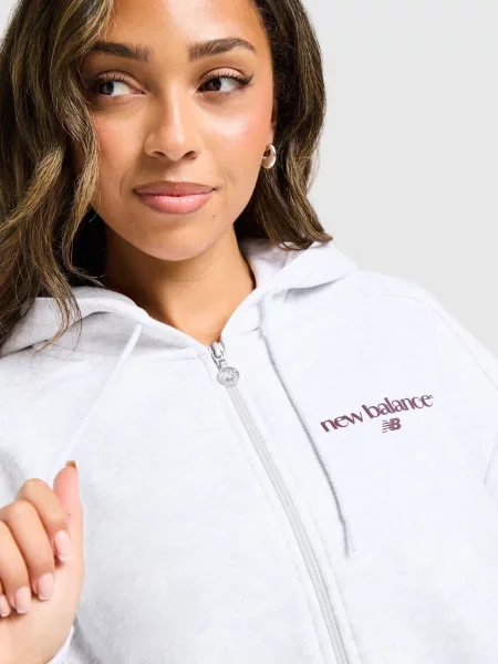 New Balance Bluza Rozpinana Z Kapturem Crop szara