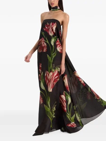 Rochie maxi Alice + Olivia cu model floral cu imagine negru