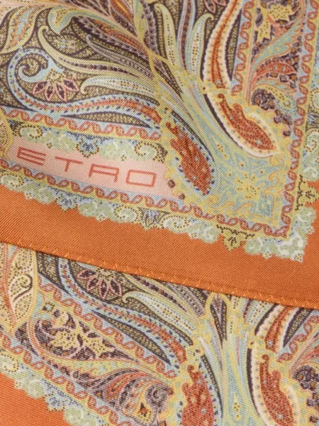 Fular Etro de mătase cu model floral portocaliu