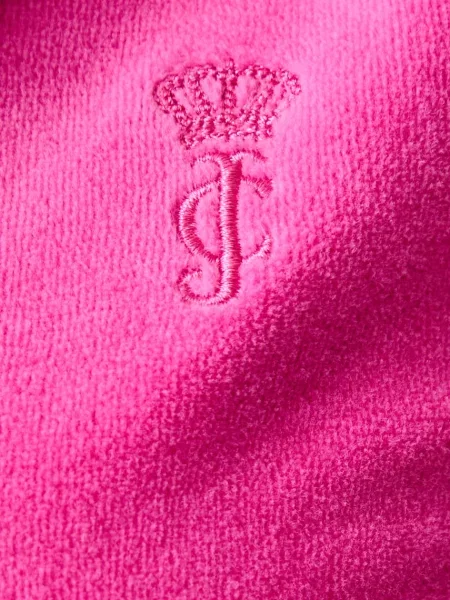 Кадифен суичър с качулка Juicy Couture с качулка розово