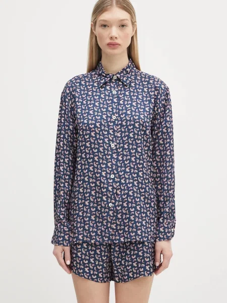 A.P.C. cămașă Chemise Gabrielle bleumain cu guler clasic relaxed