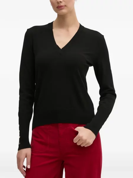 Top Benetton cu decolteu în V negru