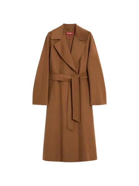 Cu centură palton Max Mara de lână plic maro