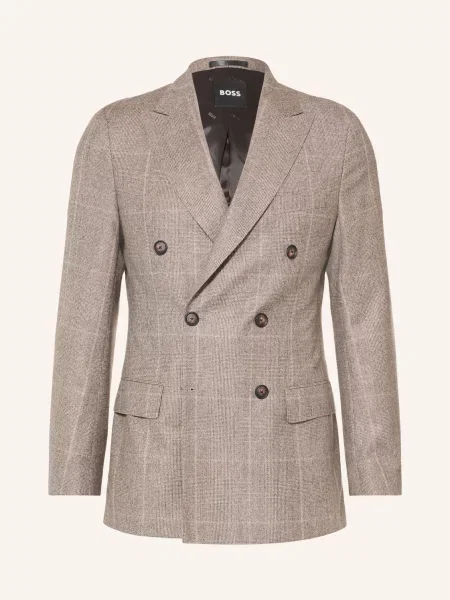 Boss Oblekové Sako Huge Slim Fit open brown hnědé