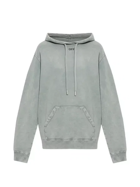 Hanorac cu glugă Off-white cu imagine cu cordon alb
