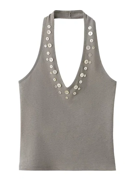 MANGO Top NACAR gri închis / perlat alb